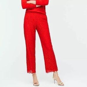 NWT J.Crew Red Lace Peyton Pants, Size 6